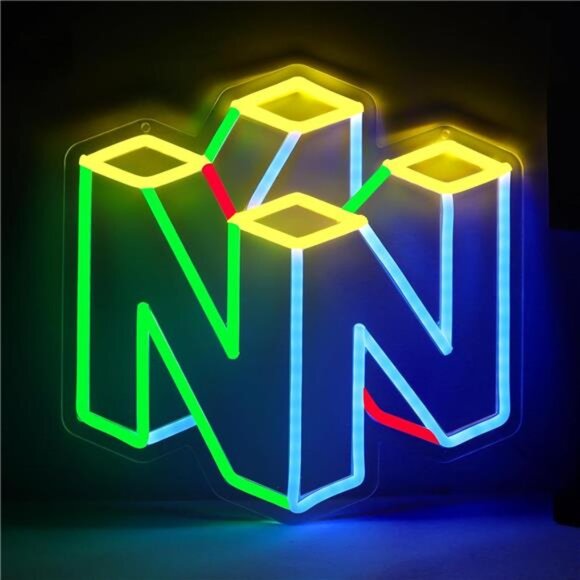 N64 Nintendo 64 LED Neon Light Game Sign Room Classic Retro System Console Gamer - Picture 3 of 6